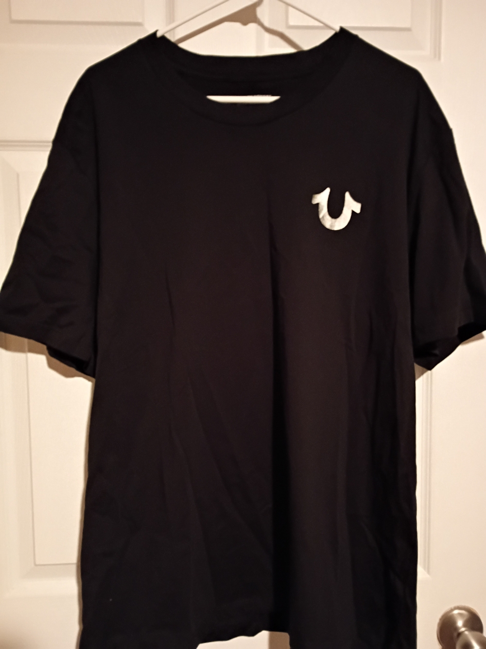 True Religion Black Crew Neck T-Shirt with White Logo